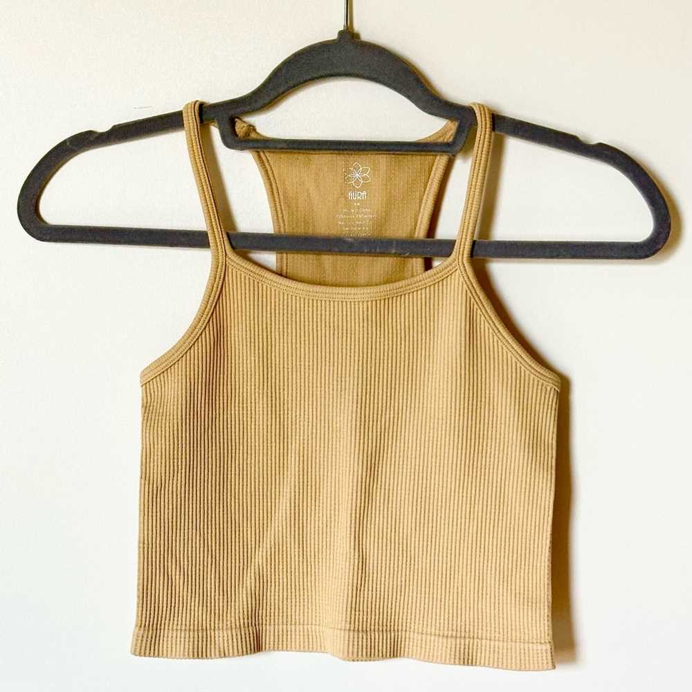Aura Women’s Tan Ribbed Crop Tank Top